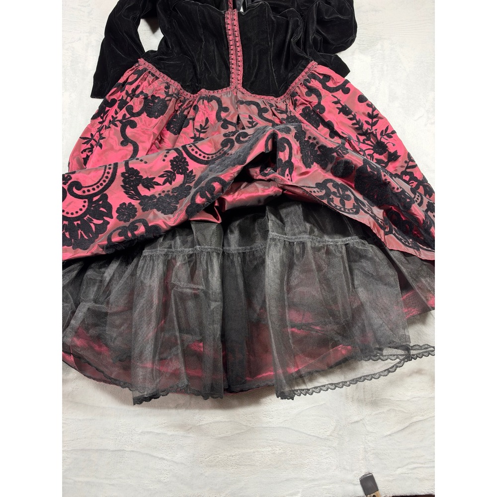 Vintage 80s Scott McClintock Velvet Dress Women 8 Pink Flocked Goth Prom USA - Picture 10 of 12